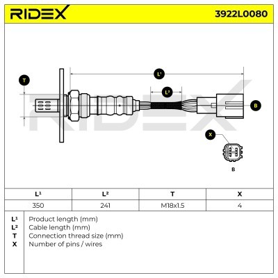 Lambdasonde RIDEX 3922L0080 3922L0080 - foto 7