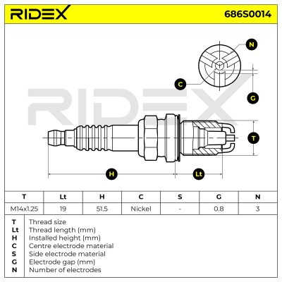 Zündkerze RIDEX 686S0014 686S0014 - foto 8