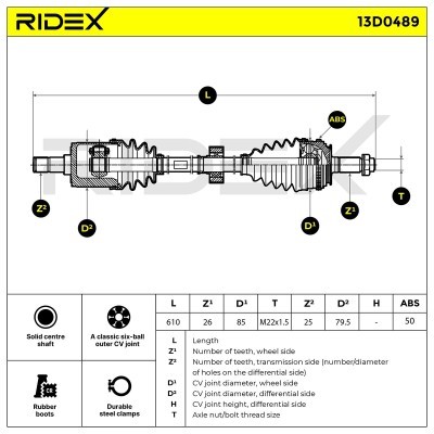 Antriebswelle RIDEX 13D0489 13D0489 - foto 7