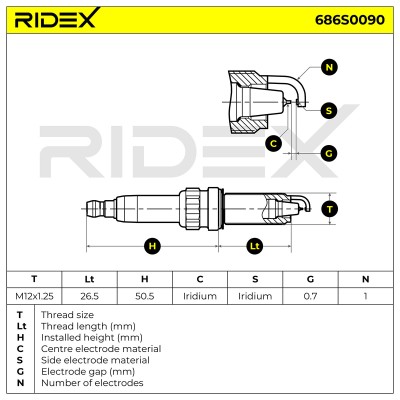 Zündkerze RIDEX 686S0090 686S0090 - foto 5