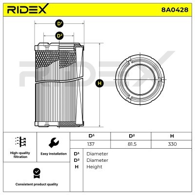 Luftfilter RIDEX 8A0428 8A0428 - foto 5