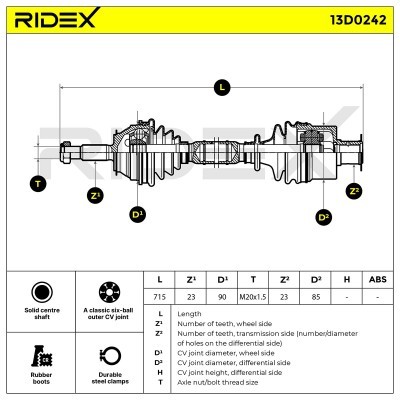 Antriebswelle RIDEX 13D0242 13D0242 - foto 7