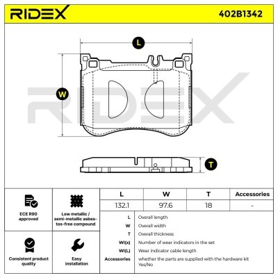 Bremsbeläge Satz RIDEX 402B1342 402B1342 - foto 9