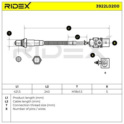 Lambdasonde RIDEX 3922L0200 3922L0200 - foto 5