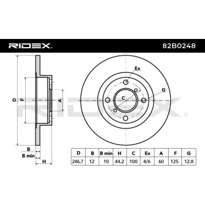 Bremsscheibe RIDEX 82B0248 82B0248 - foto 3