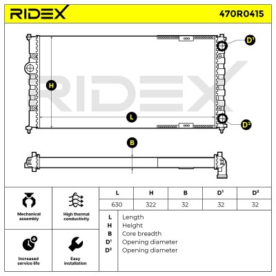 Kühler, Motorkühlung RIDEX 470R0415 470R0415 - foto 3