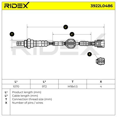 Lambdasonde RIDEX 3922L0486 3922L0486 - foto 6