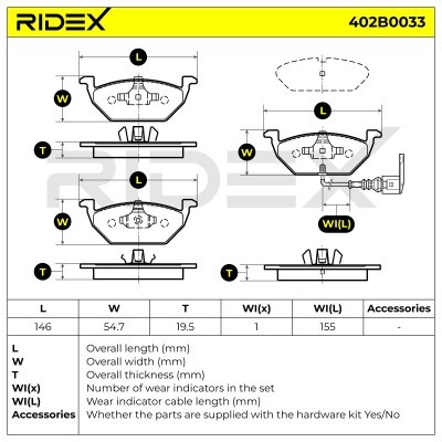 Bremsbeläge Satz RIDEX 402B0033 402B0033 - foto 4