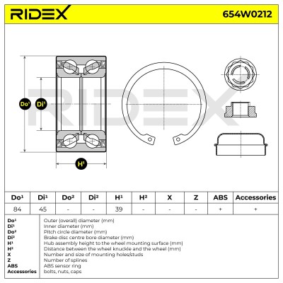 Radlager RIDEX 654W0212 654W0212 - foto 3