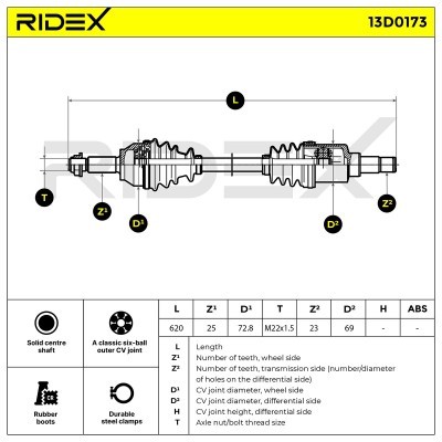 Antriebswelle RIDEX 13D0173 13D0173 - foto 6