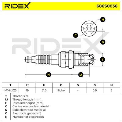 Zündkerze RIDEX 686S0036 686S0036 - foto 6