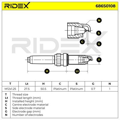Zündkerze RIDEX 686S0108 686S0108 - foto 6