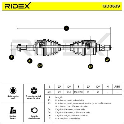 Antriebswelle RIDEX 13D0639 13D0639 - foto 7