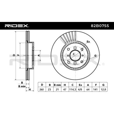 Bremsscheibe RIDEX 82B0755 82B0755 - foto 3