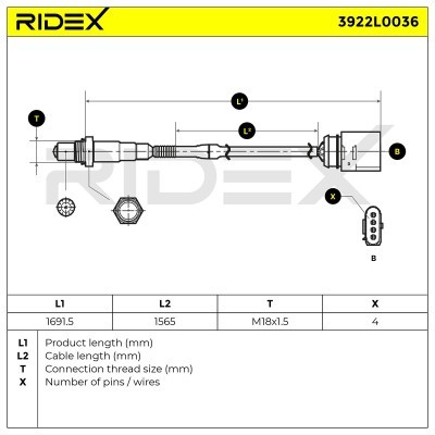 Lambdasonde RIDEX 3922L0036 3922L0036 - foto 6