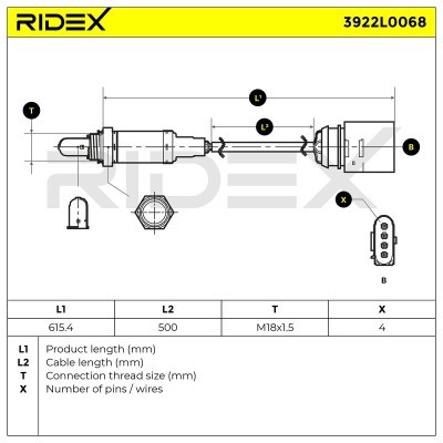 Lambdasonde RIDEX 3922L0068 3922L0068 - foto 6
