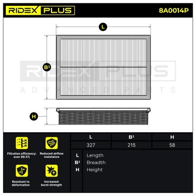 Luftfilter RIDEX 8A0014P 8A0014P - foto 7