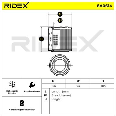 Luftfilter RIDEX 8A0614 8A0614 - foto 6