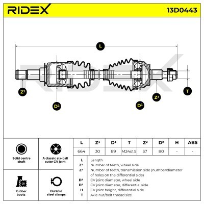 Antriebswelle RIDEX 13D0443 13D0443 - foto 6
