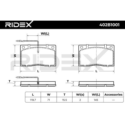 Bremsbeläge Satz RIDEX 402B1001 402B1001 - foto 6