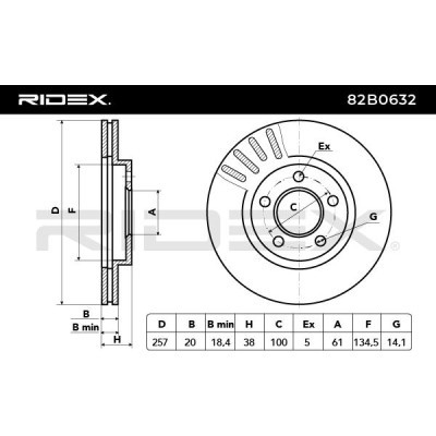 Bremsscheibe RIDEX 82B0632 82B0632 - foto 3