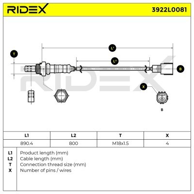 Lambdasonde RIDEX 3922L0081 3922L0081 - foto 6