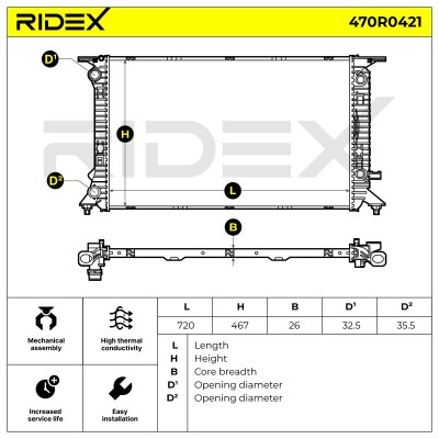 Kühler, Motorkühlung RIDEX 470R0421 470R0421 - foto 6
