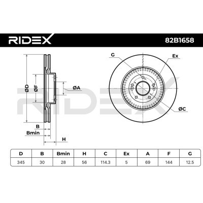 Bremsscheibe RIDEX 82B1658 82B1658 - foto 8