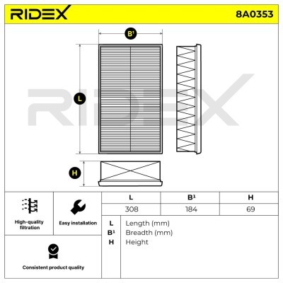 Luftfilter RIDEX 8A0353 8A0353 - foto 4