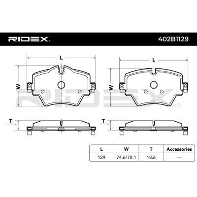 Bremsbeläge Satz RIDEX 402B1129 402B1129 - foto 6