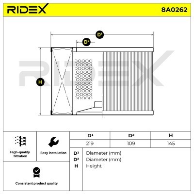 Luftfilter RIDEX 8A0262 8A0262 - foto 2