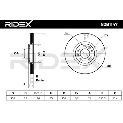 Bremsscheibe RIDEX 82B1147 82B1147 - foto 6