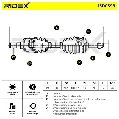Antriebswelle RIDEX 13D0598 13D0598 - foto 7