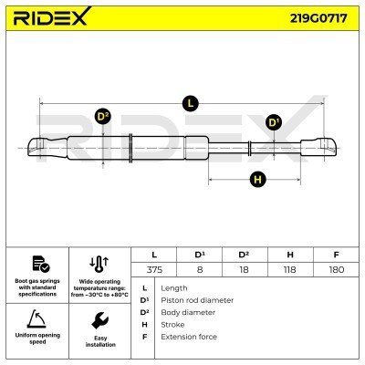 Gasfeder, Koffer-/Laderaum RIDEX 219G0717 219G0717 - foto 6