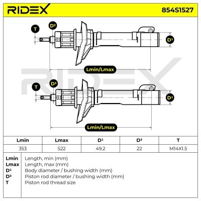 Stoßdämpfer RIDEX 854S1527 854S1527 - foto 4