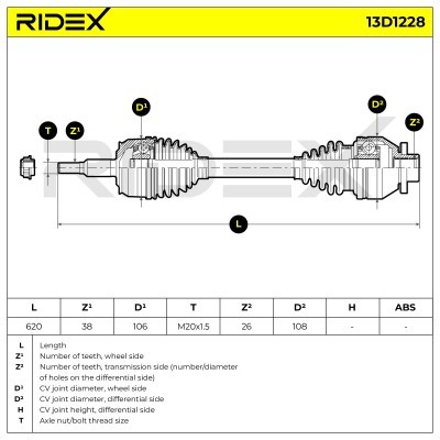 Antriebswelle RIDEX 13D1228 13D1228 - foto 11