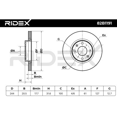 Bremsscheibe RIDEX 82B1191 82B1191 - foto 5