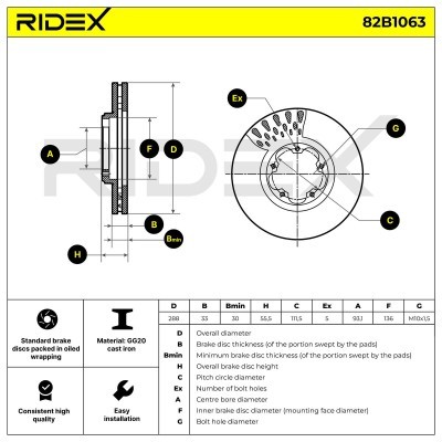 Bremsscheibe RIDEX 82B1063 82B1063 - foto 3