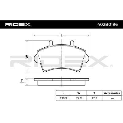 Bremsbeläge Satz RIDEX 402B0196 402B0196 - foto 3