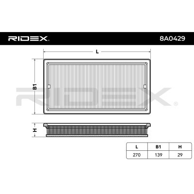 Luftfilter RIDEX 8A0429 8A0429 - foto 6