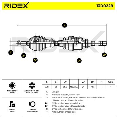 Antriebswelle RIDEX 13D0229 13D0229 - foto 5