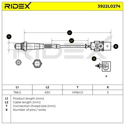 Lambdasonde RIDEX 3922L0274 3922L0274 - foto 5