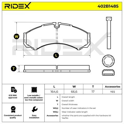 Bremsbeläge Satz RIDEX 402B1485 402B1485 - foto 5