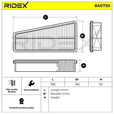 Luftfilter RIDEX 8A0730 8A0730 - foto 6