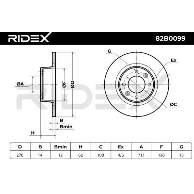 Bremsscheibe RIDEX 82B0099 82B0099 - foto 7
