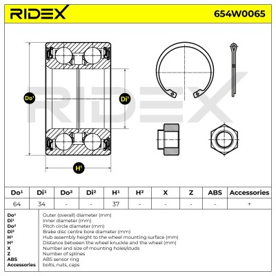Radlager RIDEX 654W0065 654W0065 - foto 3