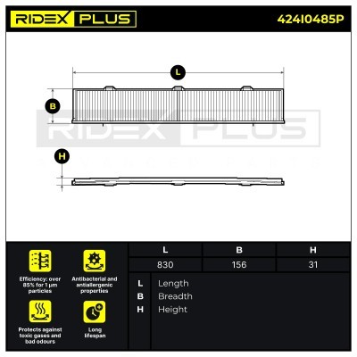 Filter, Innenraumluft RIDEX 424I0485P 424I0485P - foto 6