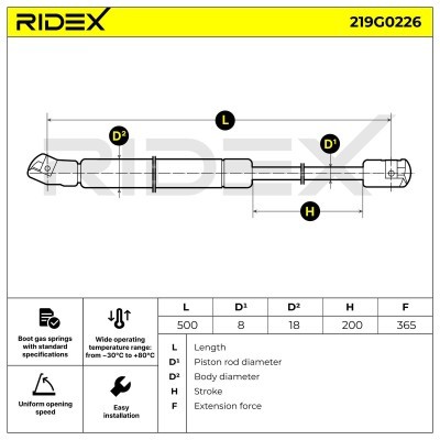 Gasfeder, Koffer-/Laderaum RIDEX 219G0226 219G0226 - foto 7