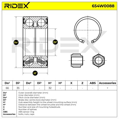 Radlager RIDEX 654W0088 654W0088 - foto 3