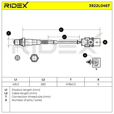 Lambdasonde RIDEX 3922L0467 3922L0467 - foto 6